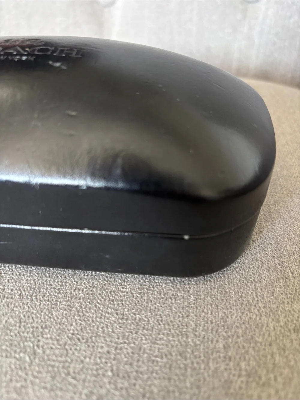 COACH Black Hard Shell Eyewear Case with Embossed Logo